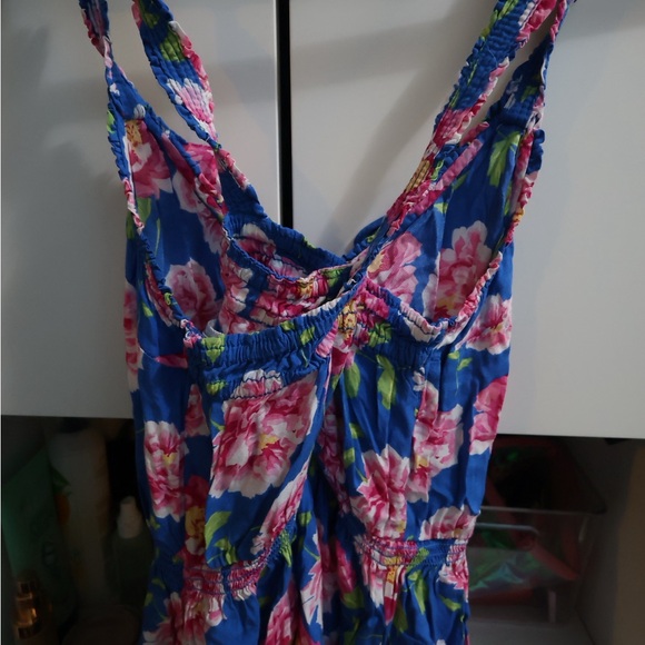 Abercrombie & Fitch Blue Dress with Pink Floral Pattern - Picture 2 of 3